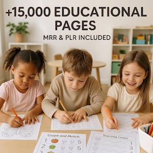 Enorme pacchetto di fogli di lavoro di apprendimento per bambini - oltre 15.000 pagine + licenza PLR e MRR