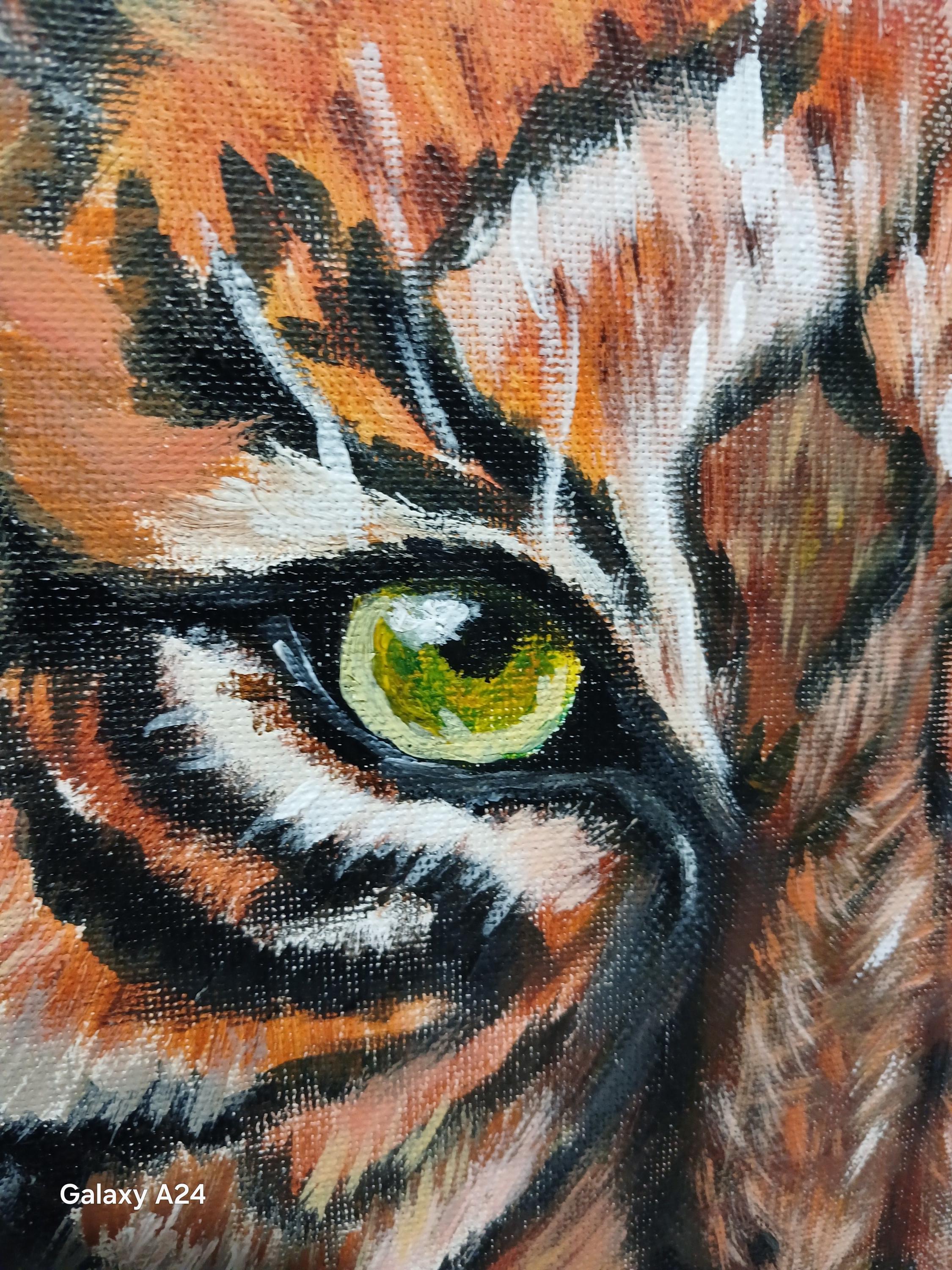 虎の絵。野生動物、アクリル画。すぐに掛けられます。オリジナルで
