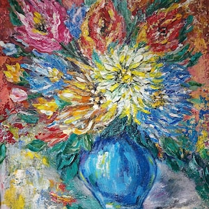 Structured 3D painting. Flowers. Acrylic wall painting. 3D painting. Embossed textured. Original and unique.