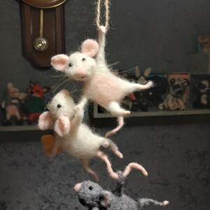 Collectible figurine mice.Felted animals.Wool felt.Hanging mouse.Thieving mice.Wool sculptures.Creative decor.Wool toys.Birthday gift.
