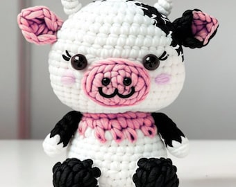 No-Sew Crochet Milk Cow Pattern: Amigurumi Farm Animal Toy (PDF Download
