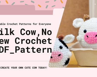 Patrón de vaca de ganchillo sin costuras: Peluche amigurumi fácil (Descarga digital)
