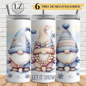Let It Snow Gnome 20 Oz Skinny Tumbler Wrap, Christmas Gnome Sublimation Tumbler Design Template, Digital Download, Snowflake PNG design