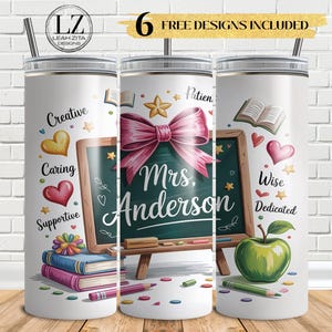 Custom Name Teacher Appreciation Gift 20 oz Skinny Tumbler Sublimation Design Digital Download PNG Instant DIGITAL, Teacher Tumbler Wrap