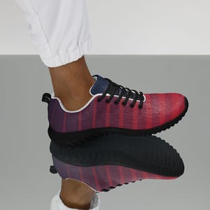 Men’s Red Stripes Running Shoes | Lightweight Athletic Sneakers for Men | Breathable Gym Trainers | Flyknit Sports Shoes