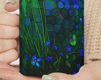 Tazza in ceramica con fiori selvatici in vetro colorato: vivace decorazione boho