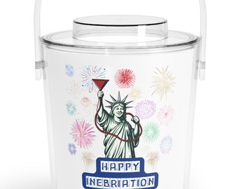 Secchiello per ghiaccio con pinze per il 4 luglio, decorazione patriottica per feste, accessorio essenziale per il barbecue