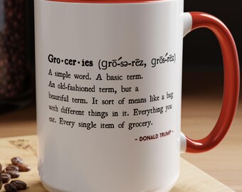 Tazza da caffè con citazioni divertenti di Trump e definizione di generi alimentari / 15 oz
