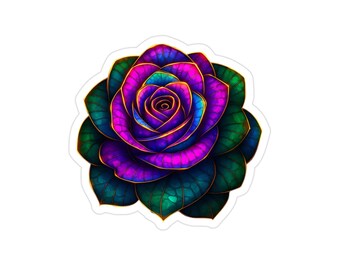 Adesivo da esterno fustellato con rosa vibrante - Decalcomania floreale impermeabile per auto, laptop, bottiglia d'acqua, regalo, ecologico