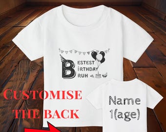 Maglietta personalizzabile per bambini piccoli "Bestest Birthday Brother", simpatica maglietta per il compleanno dei bambini, design per la festa di compleanno a tema pizza per bambini, maglietta per il festeggiato