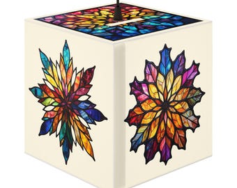 Lampada a cubo in vetro colorato - Decorazione per la casa colorata, illuminazione suggestiva, stile boho, regalo unico