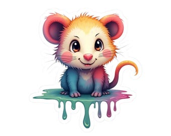 Adesivi fustellati a forma di topo pastello con colori brillanti, decorazioni per laptop, adesivi per bambini, regali per gli amanti degli animali, divertenti bomboniere