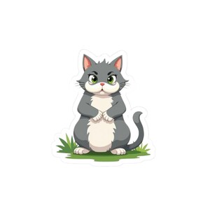 Mischievous Chunky Cat Kiss-Cut Stickers, Cute Cat Decor, Gift for Cat Lovers, Pet-Themed Party, Laptop Sticker, Animal Journal Decor