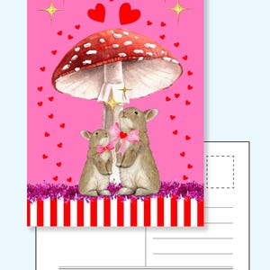 Roze Liefdeskaart met konijnen om je hart mee te laten spreken – Originele kaart vol liefde voor je partner, crush of geheime liefde
