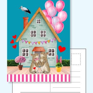 Hoera, een meisje op komst! – Blauwe Felicitatiekaart zwangerschap meisje – Stuur liefde voor de aanstaande ouders.