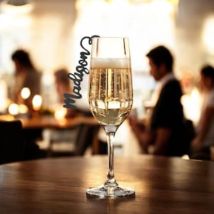 Naamkaartjes drankje | Wijnnaamkaartje | Labels voor diner champagneglas | Champagneglaslabels voor bruiloft | Bruiloft tafeldecoratie | Wijnbedels