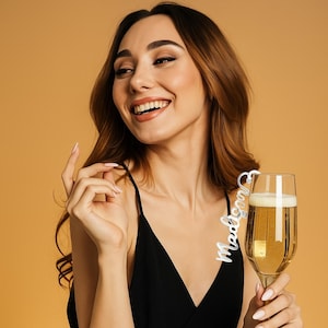 Drink Name Tags | Wine Name Tag | Dinner Champagne Glass Tags | Champagne Glass Tags for Wedding | Wedding Table Decor | Wine Charms