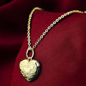 14K Gold Heart Photo Locket Necklace: Personalized Memorial Pendant