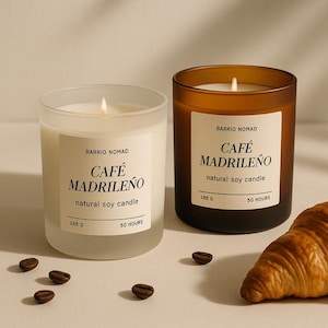 Café Madrileño Coffee Candle – Spanish-Inspired Scented Soy Wax Candle | Coffee Shop Candle | Gift for Coffee Lover | Glass Jar Candle