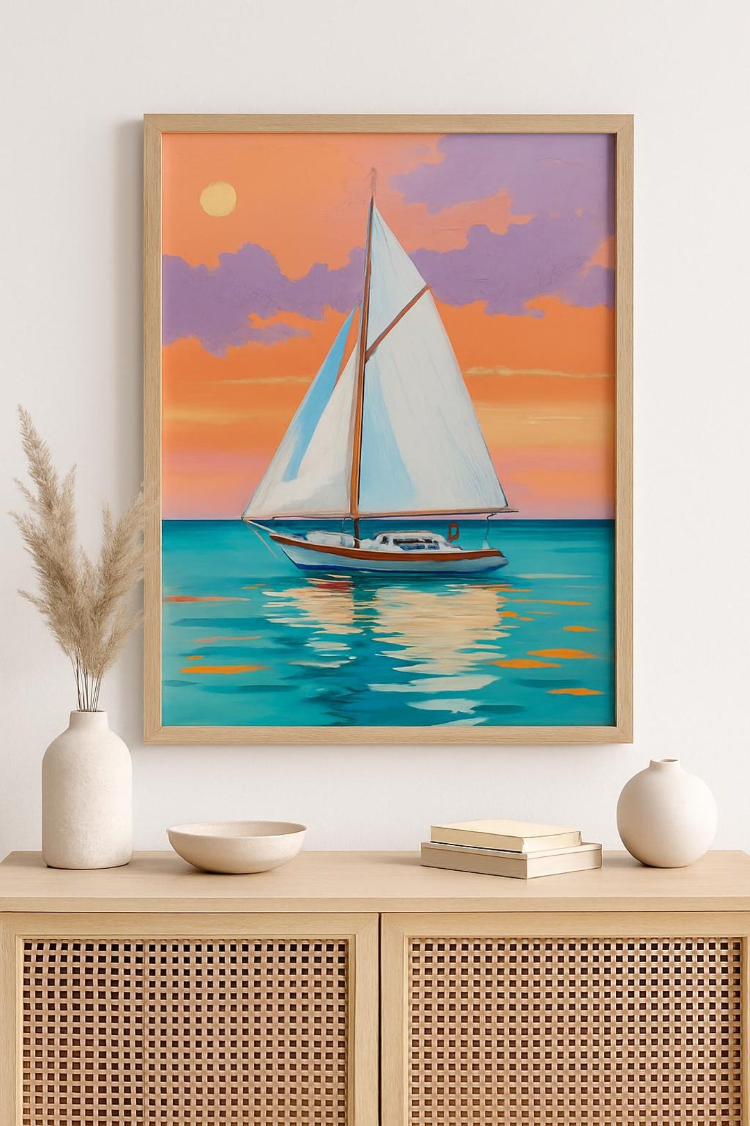 Printable Colorful Sailboat Digital Art Print Coastal Digital Wall Art ...