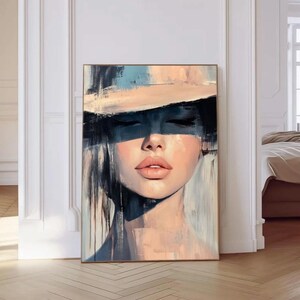 Modern Abstract Woman Portrait Digital Print Minimalist Face Art, Fashion Wall Decor, Feminine Aesthetic Download