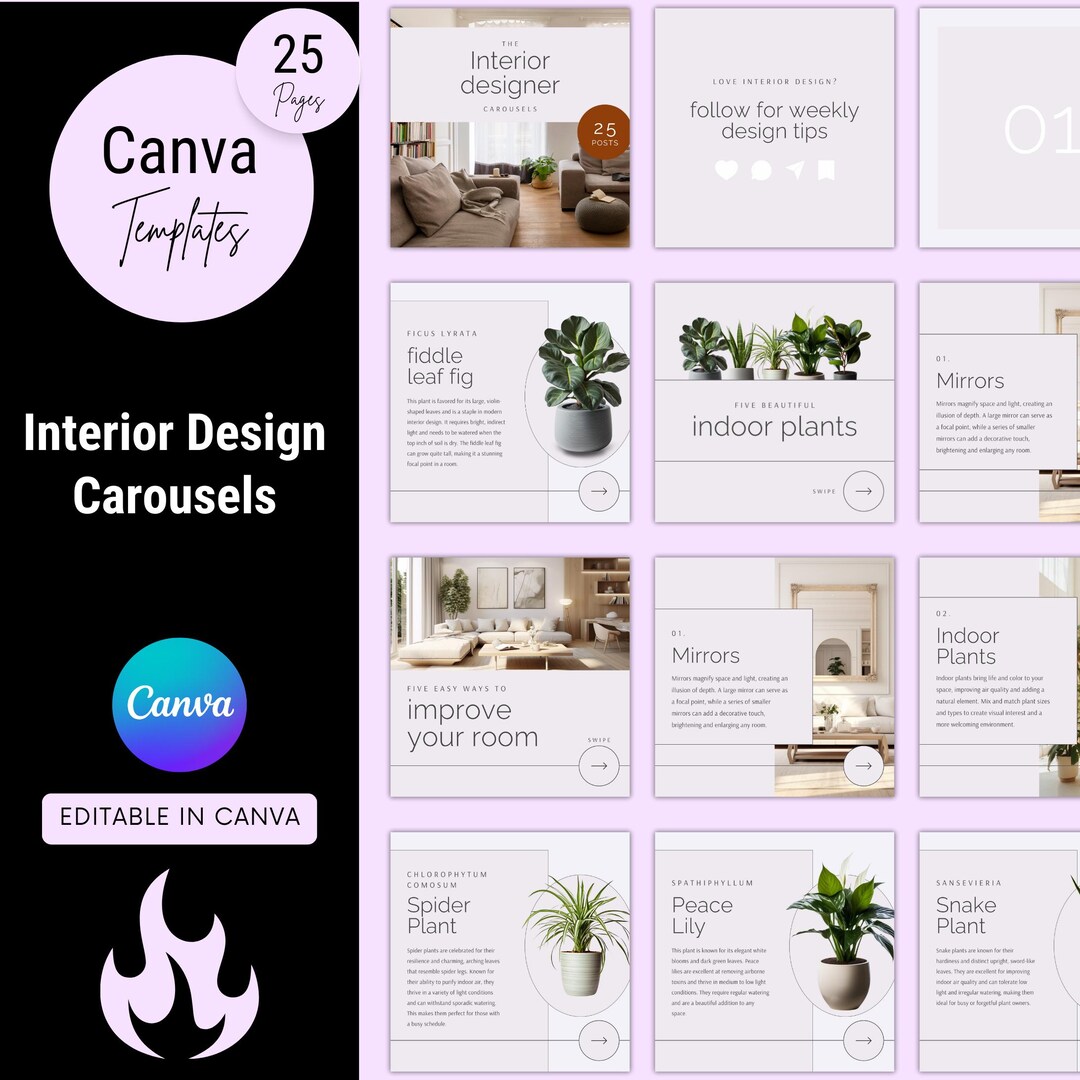 Interior Design Carousels Templates, Social Media Posts for Interior ...