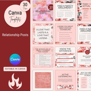 Relationship Social Media Posts: Editable Canva Templates (Instant Download)