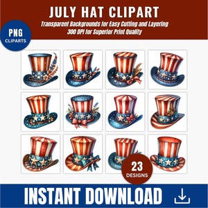 Clipart del cappello del 4 luglio, Clipart del cappello patriottico, Clipart del cappello con bandiera americana, Clipart del giorno dell'indipendenza, Clipart del giorno della memoria, Clipart western