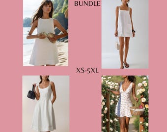 Pacote de moldes para vestido de linho: fácil para iniciantes, tamanho XS-5XL (download digital)