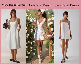 Pacote de moldes para vestido de linho: fácil para iniciantes, tamanho XS-5XL (download digital)