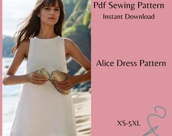 Molde de Costura para Vestido de Linho: Design Fácil para Iniciantes (Tamanhos XS-5XL) (Download Digital)