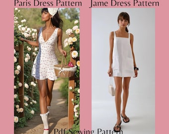 Pacote de moldes para vestido de linho: fácil para iniciantes, tamanho XS-5XL (download digital)