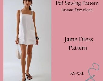 Molde de costura para vestido de linho, molde fácil para iniciantes (XS-5XL) (download digital)