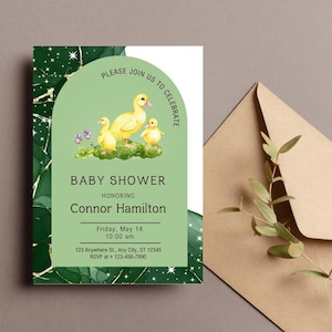 Duck Baby Shower Invitation/Printable Baby Shower Template /Baby Shower Invite Digital/ Canva Template/Editable Shower Card