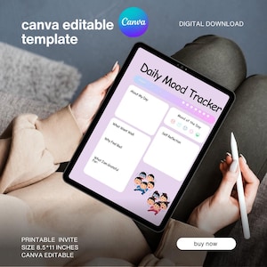 Daily Mood Tracker Printable: Mental Health Journal Page (PDF Download & Canva Template