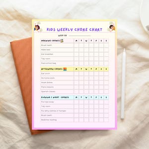 Quadro de tarefas para crianças para impressão, cronograma de rotina semanal e diária editável, rastreador de responsabilidades para crianças, download instantâneo em PDF