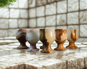 Onyx Marble Wine Goblets - Set of 6 - Long Stem