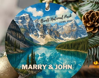 Banff National Park Ceramic Ornament, Canadian Rockies Travel Keepsake