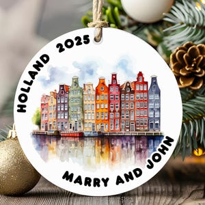 Amsterdam Houses Ornament, Holland Travel Christmas Gift, Amsterdam Holiday Keepsake, Memory Decor