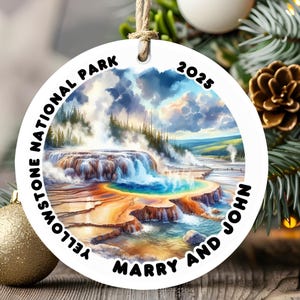 Yellowstone National Park travel gift, Geyser Steaming Earth, Famiy Holiday keepsake, USA Nature Park Travel Memory 2025