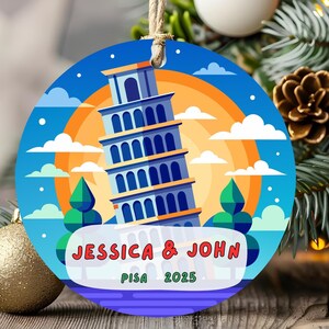 Pisa Italy travel Ornament, Leaning Tower Travel Gift, Holiday Keepsake, Europe Christmas Decoration