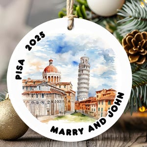 Pisa Italy Christmas Ornament, Travel gift, Holiday Memory Gift, Italy Trip Souvenir, Leaning Tower Decor