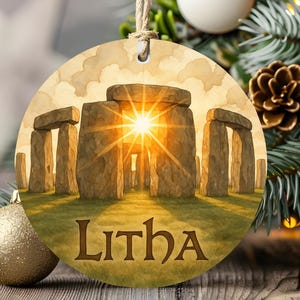 Litha gift, Litha Stonehenge Ornament, Pagan Solstice Gift, Wheel of the Year Decor, Sacred Travel Memory Keepsake
