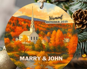 Vermont Ornament, USA Travel Gift, Mountain Keepsake, New England Souvenir