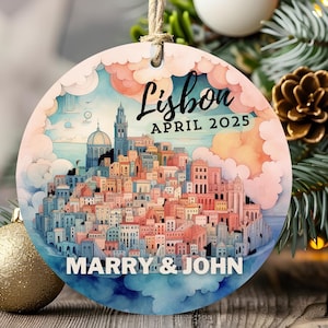 Lisbon Portugal Ornament – Travel Christmas Keepsake, Lisbon Holiday Gift, Romantic Memory Souvenir