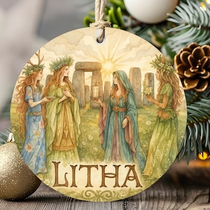 Litha gift, Pagan Summer Solstice Ornament, Wheel of the Year Keepsake, Wiccan Witch Holiday Decor