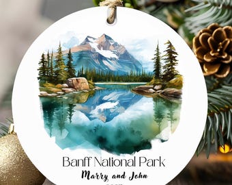 Banff National Park travel gift, Xmas Custom Travel Ornament,  Keepsake, Canada Family Vacation Gift