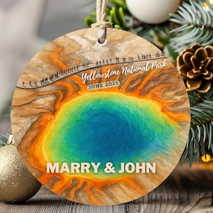 Yellowstone National Park travel gift,  Hot Springs Ornament, USA National Park Travel Gift, Christmas 2025 Keepsake, Nature park