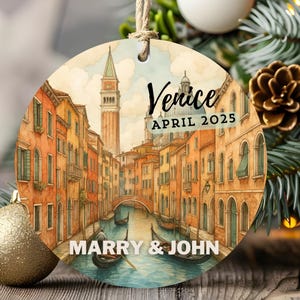 Venice, Italy Christmas Ornament, Family Travel Christmas Keepsake, Custom Venice Holiday Gift, Romantic Memory Ornament