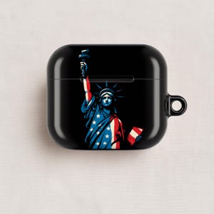 Étui AirPods Statue De La Liberté Drapeau Américain – Coque Rigide Anti-poussière (neuf)